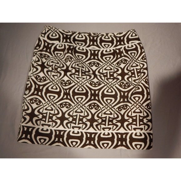 Ann Taylor  Size 8P Brown/White Geometric Print Skirt - Picture 5 of 7